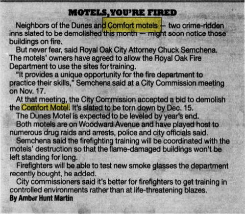 Comfort Motel - Nov 2003 Article (newer photo)